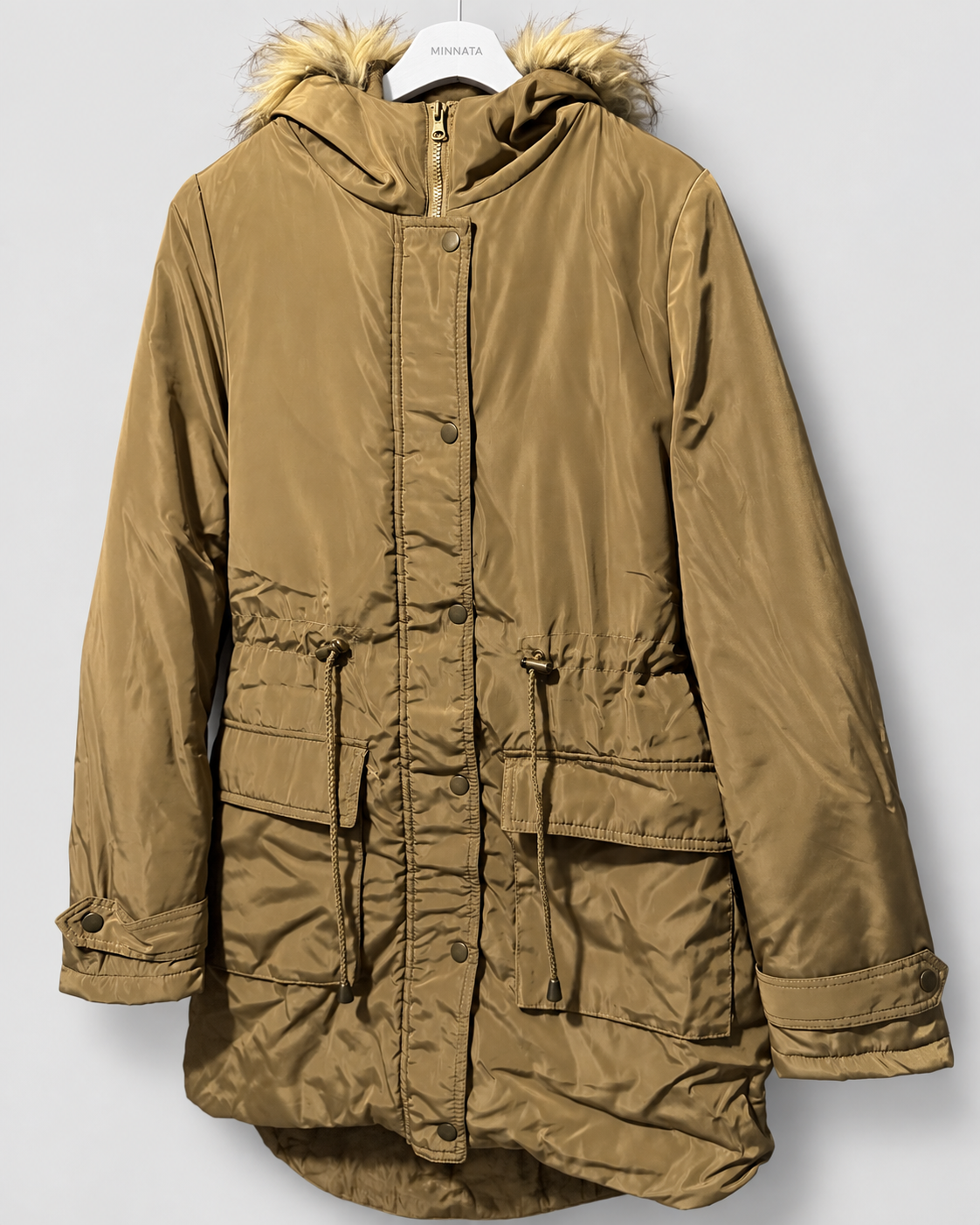 Parka larga con capucha de pelo Gate Woman