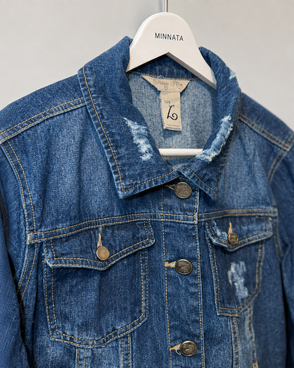 Chaqueta de mezclilla trucker Indigo Rein | Azul índigo distressed | Talla L