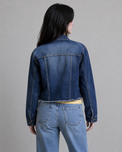 Chaqueta de mezclilla trucker Indigo Rein | Azul índigo distressed | Talla L