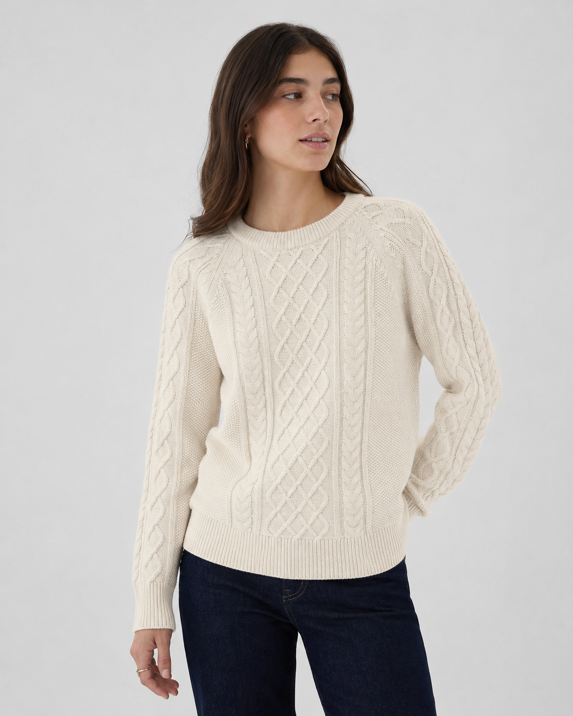 Sweater grueso de trenzas GAP | Blanco crema (cable knit)| Talla S