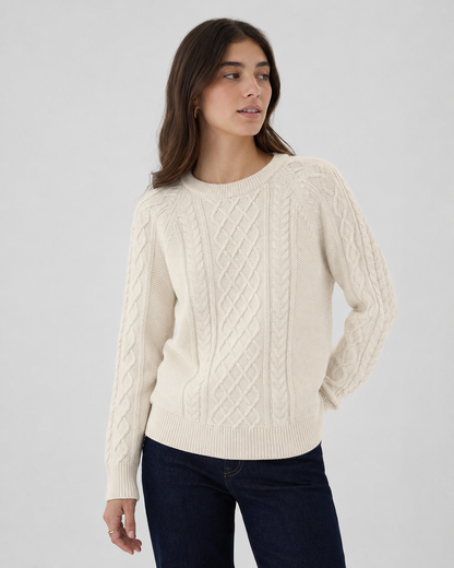 Sweater grueso de trenzas GAP | Blanco crema (cable knit)| Talla S