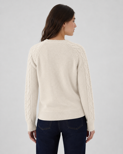 Sweater grueso de trenzas GAP | Blanco crema (cable knit)| Talla S