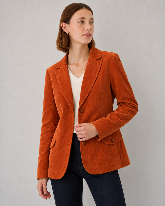 Blazer vintage de cotelé | Marca Gerry Weber | Naranja terracota | Talla 44