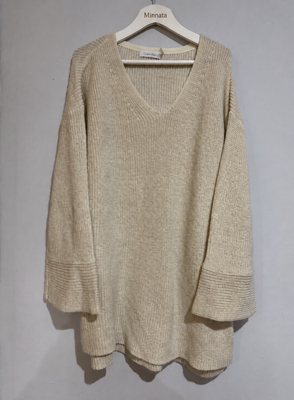Sweater Largo Calvin Klein Cuello V con Brillos | Talla L
