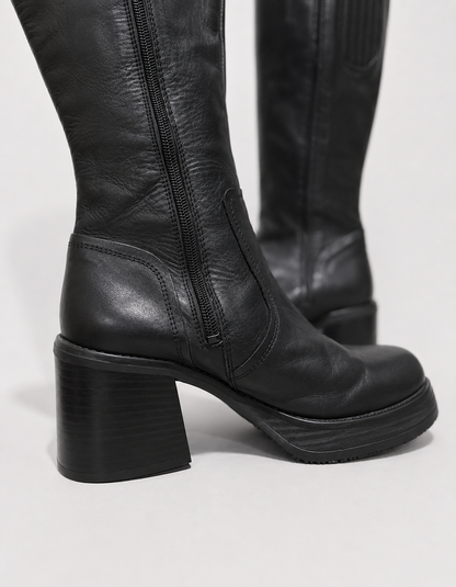 Botas Graceland largas negras taco chunky y plataforma | Talla 40