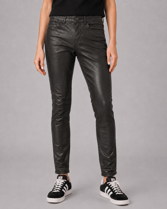 Pantalón encerado tipo cuero | ONLY | Corte skinny tiro medio | Talla XS