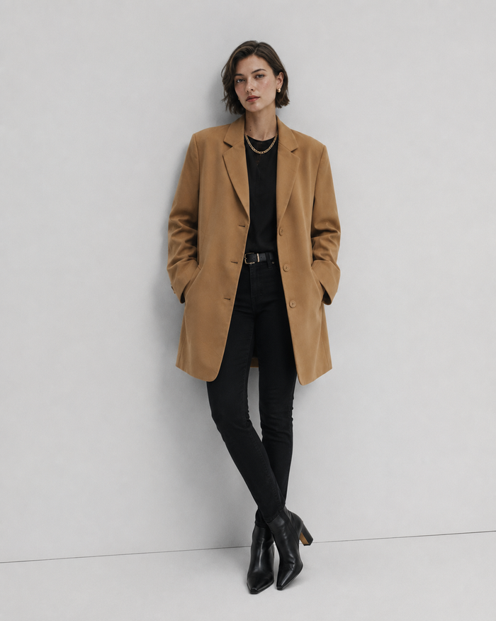 Blazer Delmod camel vintage oversize, sastrería alemana | Talla XXL