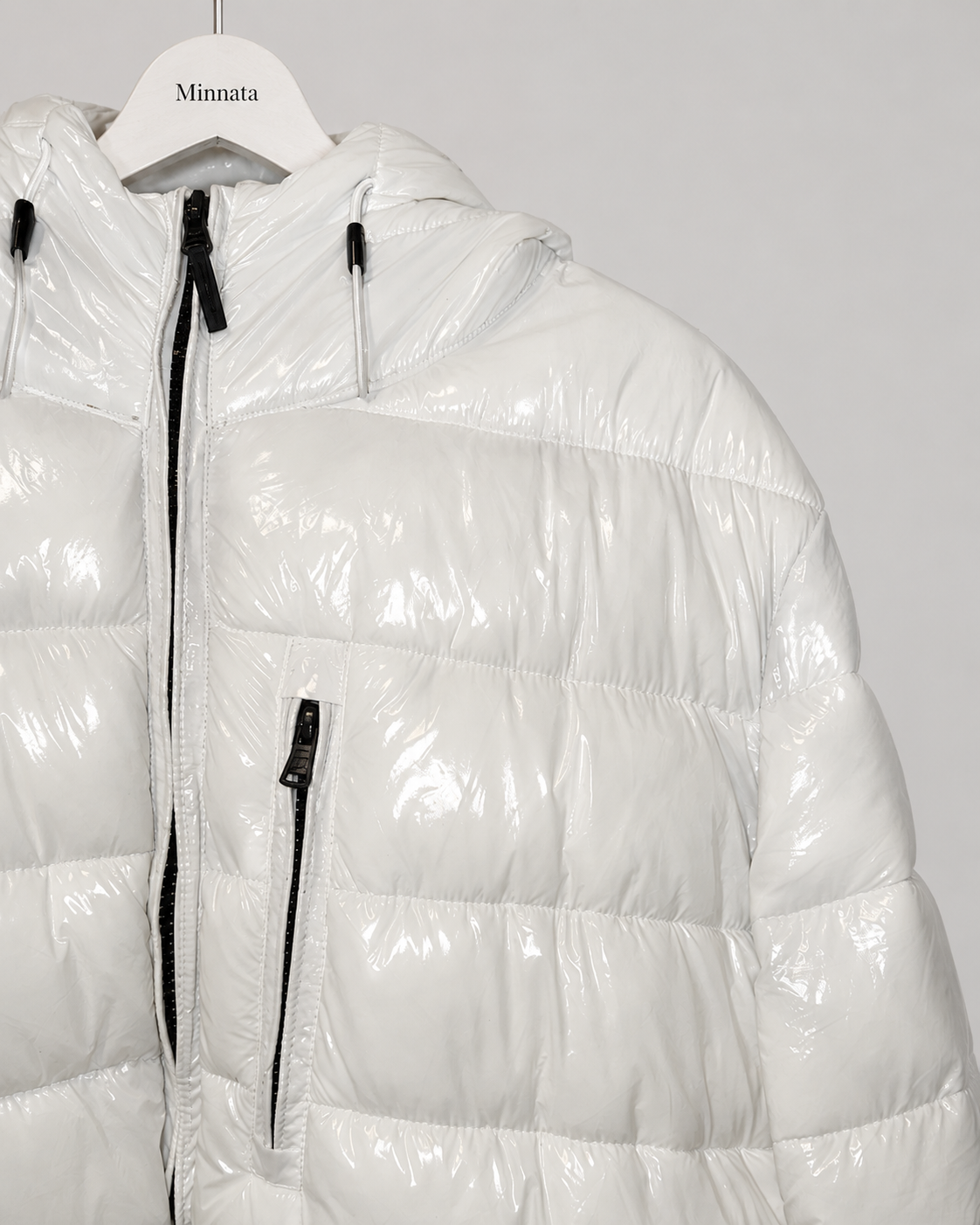 Parka puffer MICHAEL KORS | Blanco perlado brillante con capucha sustentable