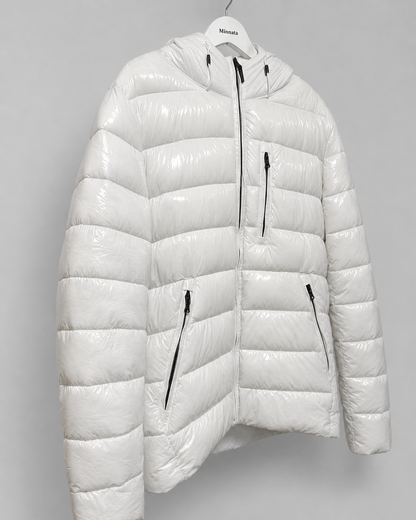 Parka puffer MICHAEL KORS | Blanco perlado brillante con capucha sustentable