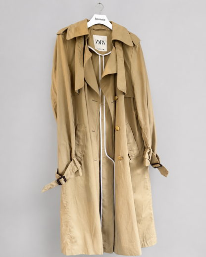 Trench largo ZARA | doble botonadura (100% algodón)