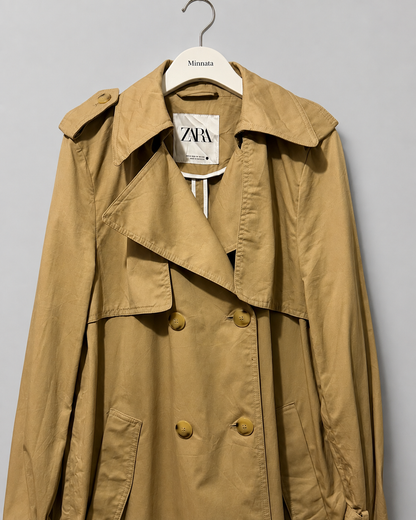 Trench largo ZARA | doble botonadura (100% algodón)