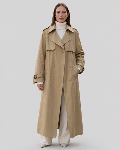Trench largo ZARA | doble botonadura (100% algodón)