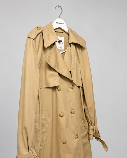 Trench largo ZARA | doble botonadura (100% algodón)