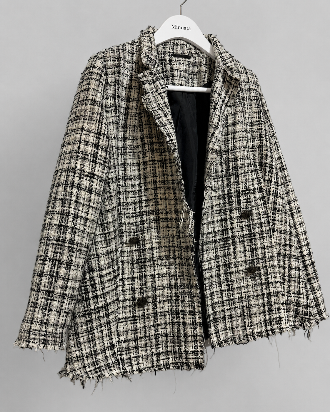Blazer Vero Moda tweed deshilachado blanco y negro | Talla XS