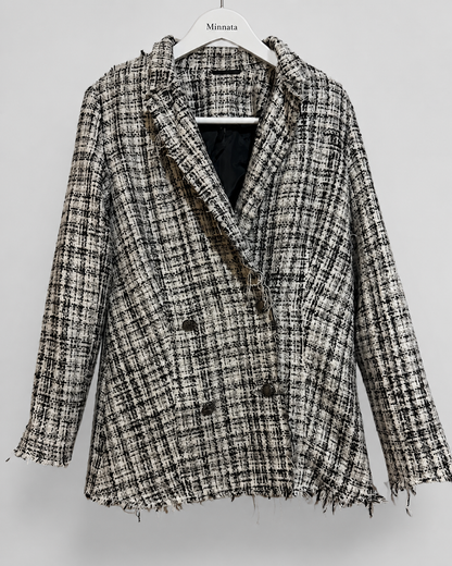 Blazer Vero Moda tweed deshilachado blanco y negro | Talla XS