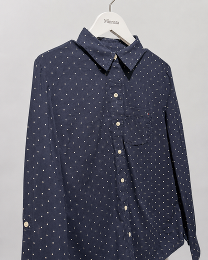 Camisa Tommy H| Azul marino a lunares | Talla indicada S