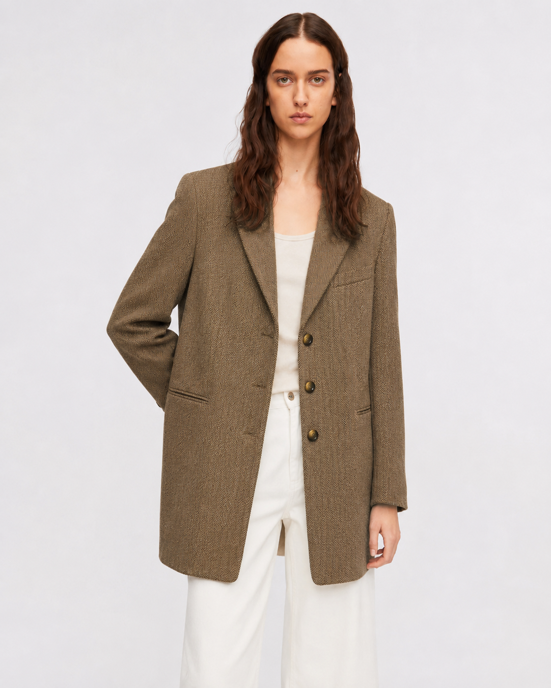 Blazer vintage Bianca — Pura Lana Virgen (Espiga / Herringbone)