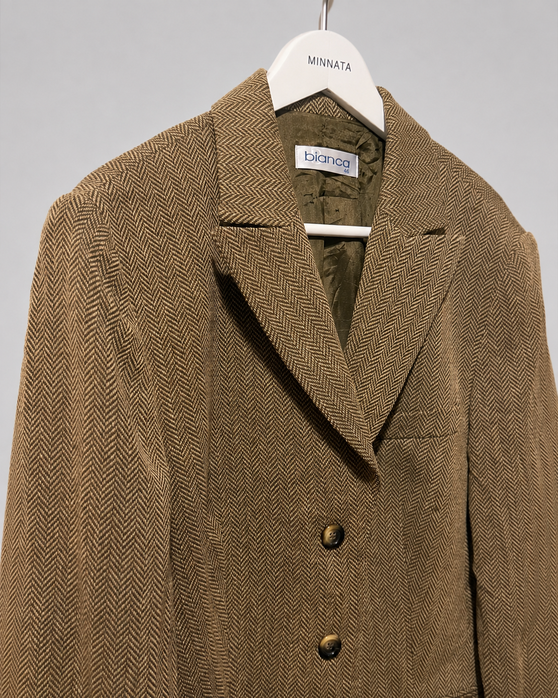 Blazer vintage Bianca — Pura Lana Virgen (Espiga / Herringbone)