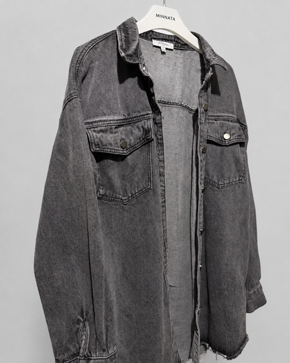 Sobrecamisa gruesa  oversize | Marca Polagram — Gris lavad