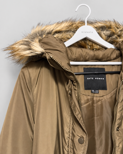 Parka larga con capucha de pelo Gate Woman