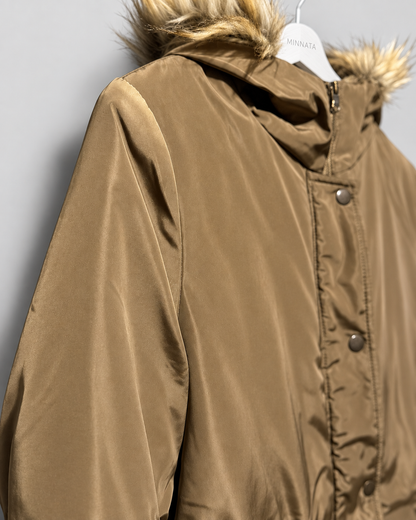 Parka larga con capucha de pelo Gate Woman