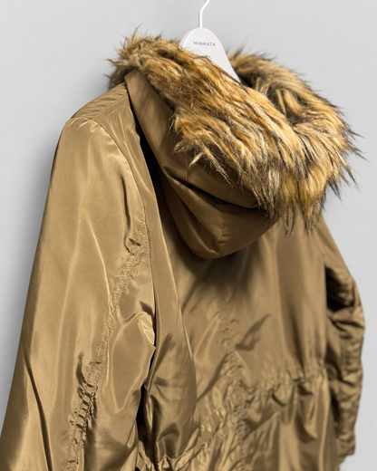 Parka larga con capucha de pelo Gate Woman