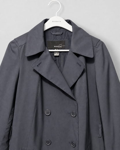 Trench coat MANGO (línea Suit) | Azul marino satinado | talla XS