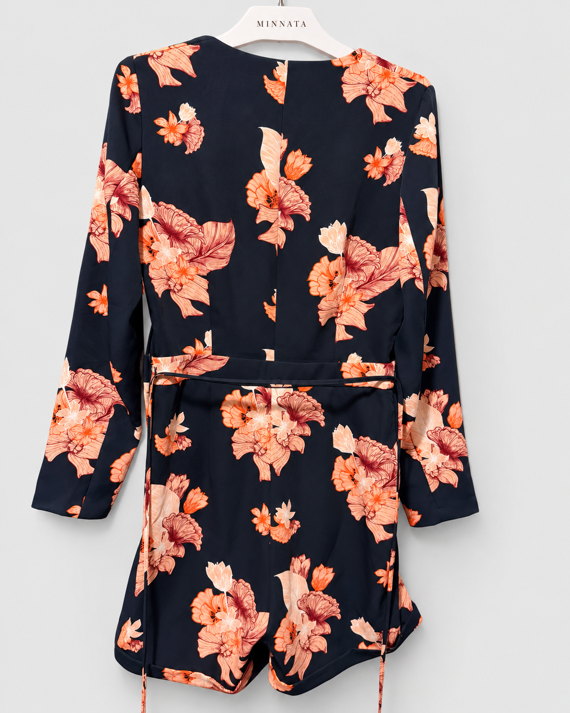 Enterito corto floral H&M azul marino con cinturón