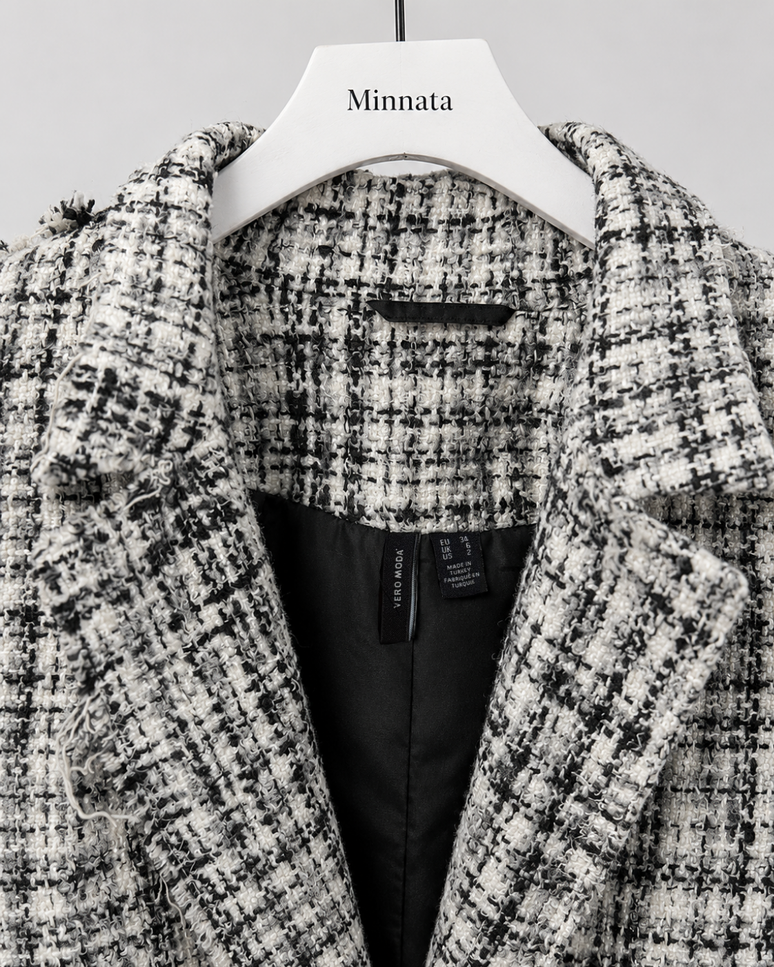 Blazer Vero Moda tweed deshilachado blanco y negro | Talla XS