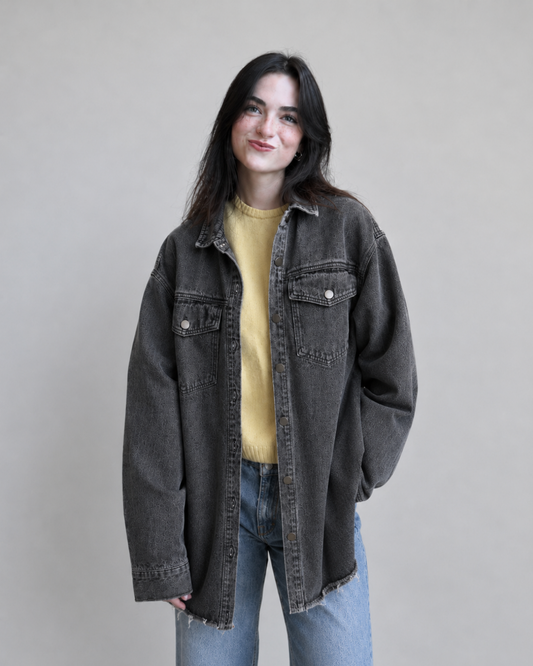 Sobrecamisa gruesa  oversize | Marca Polagram — Gris lavad