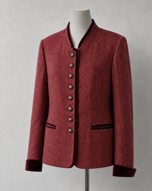 Chaqueta Vintage BAUER Pour Femme · Tweed Espiga Burdeos | Talla 46
