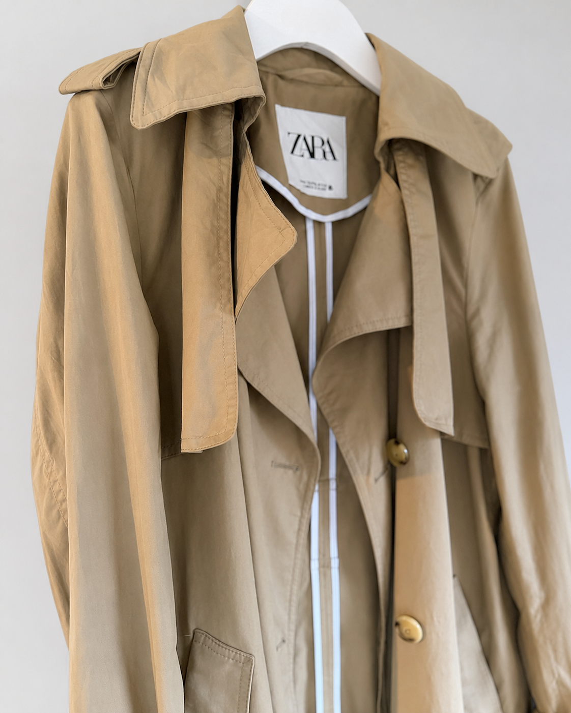 Trench largo ZARA | doble botonadura (100% algodón)