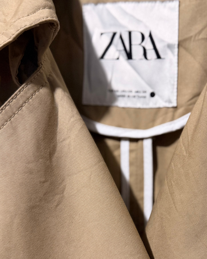 Trench largo ZARA | doble botonadura (100% algodón)