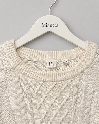 Sweater grueso de trenzas GAP | Blanco crema (cable knit)| Talla S