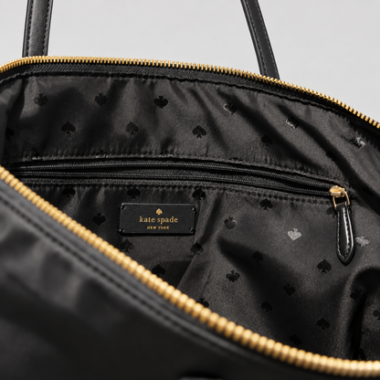 Tote Kate Spade New York | Nylon negro con herrajes dorados| Original